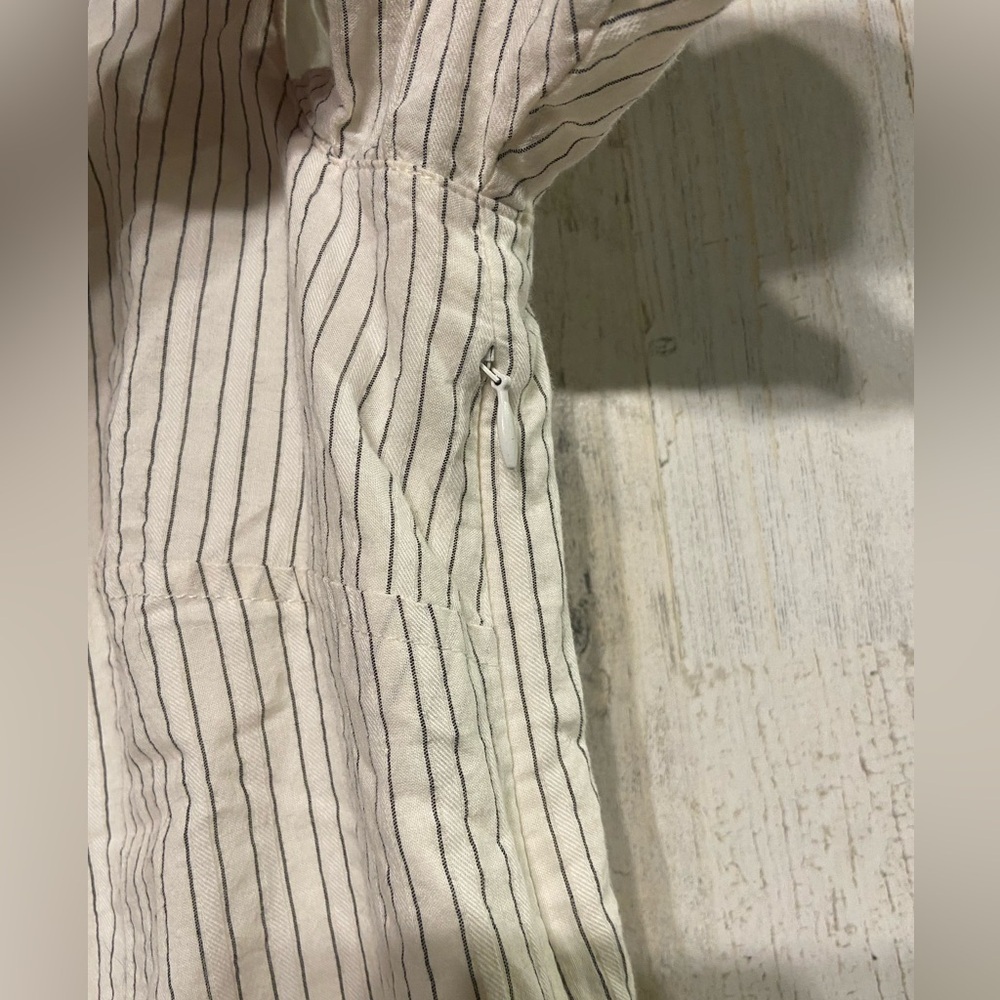 Madewell White Grey Striped Cold Shoulder Square Neck Shift Mini Dress 0 - Picture 5 of 11